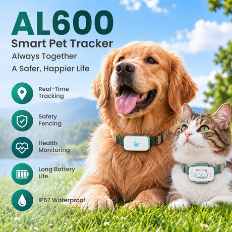AL600 4G Smart GPS Pet Tracker – Real-Time Tracking, Geofencing & Activity Monitoring
