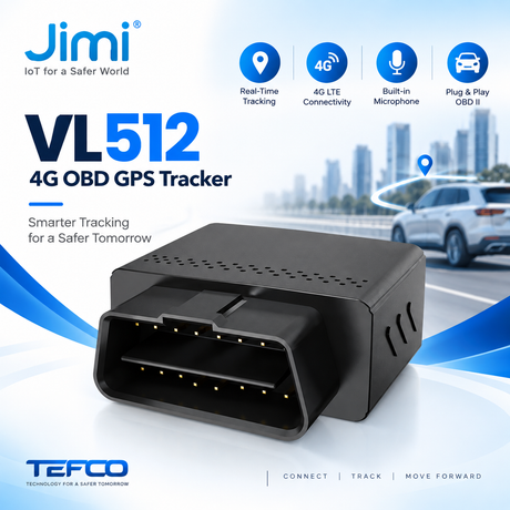 Jimi IoT VL512 OBD-II 4G GPS Tracker with Voice Monitoring, Plug & Play for Cars