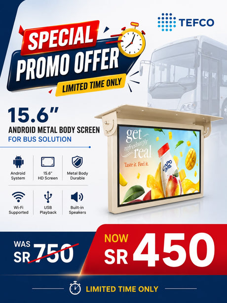 Tefco 15.6" subScreen Monitor for School Busses and Passenger Bus Black Color