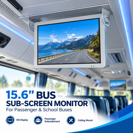 TEFCO 15.6" Sub-Screen Monitor for School & Passenger Buses, Black